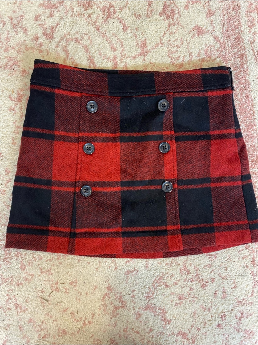 GAP Red & Black Plaid Wool Mini Skirt